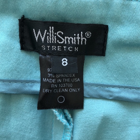 Willi Smith Capri Pants Size 8 Belted Robin Egg Blue - Picture 4 of 8